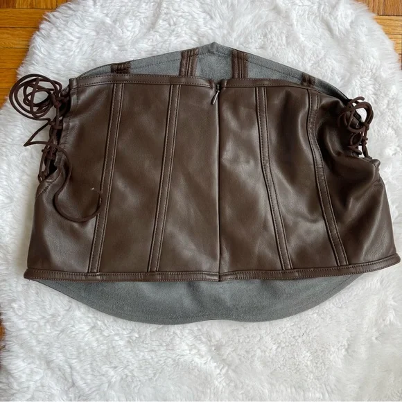 I.AM.GIA Brown Faux Leather Strapless Corset Top - Picture 4 of 14